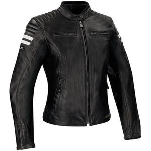 Segura Lady Stripe Perfo Veste de cuir moto femmes, noir-blanc, taille 42