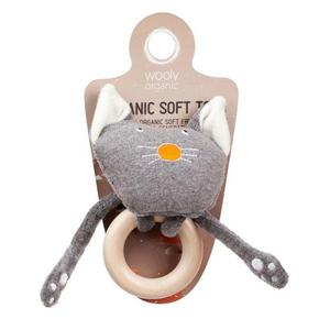 Hochet Bio & Anneau de dentition Chat Gris Wooly Organic Coton Bio