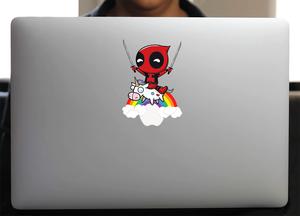 Sticker pour Macbook ou PC, Deadpool sur l'arc en ciel