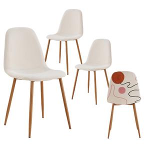 WAP - Lot de 4 Chaises Motifs Colorés Pieds Effet Bois