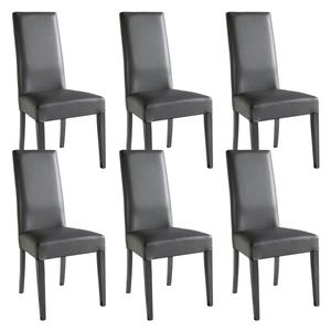 TORINO - Lot de 6 Chaises Simili Gris et Pieds Laqués
