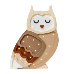 OWL-Lampe à poser LED Hibou H35cm Marron