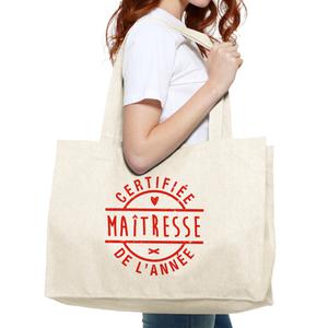 Grand Cabas Certifiée Maîtresse De L'année - Naturel - Taille TU
