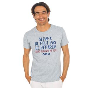 T-shirt Homme - Si Papa Ne Peut Pas Le Réparer (alors Personne Ne Peut) - Gris Chiné - Taille XXL