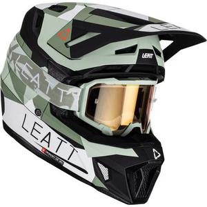Leatt 7.5 Cactus Casque de motocross avec lunettes, noir-blanc-vert, taille L