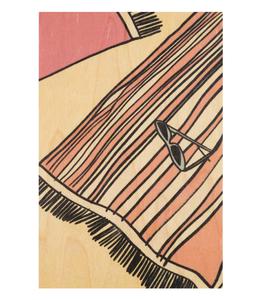 Woodhi - Carte postale en bois Holidays Towel - Rose
