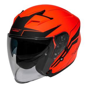 Casque jet Nox N127 Late mat noir/orange fluo- L