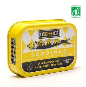 Sardines marinade bio citron basilic sans huile – la bonne mer