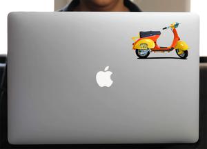 Sticker pour Macbook ou PC, Vespa orange, H. 8cm