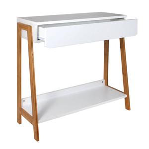 Bopha - console blanche et bois avec tiroir