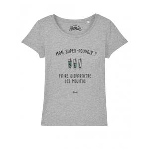 T-shirt Femme - Mon Super-pouvoir? Faire Disparaitre Les Mojitos - Gris Chine - Taille XL