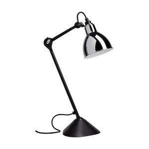 Lampe Gras N°205-Lampe de bureau corps noir acier H46cm Argenté