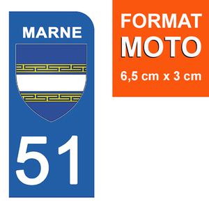 1 sticker pour plaque d'immatriculation MOTO , 51 MARNE