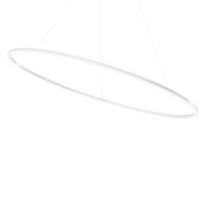 ELLISSE MAJOR DOWNLIGHT-Suspension Ovale Aluminium lumière descendante L135cm Blanc