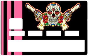 Sticker pour carte bancaire, Catarina Calavera, la santa muorte, black & pink