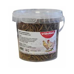 Vers de farine séchés pour poules vitobel seau de 100 g