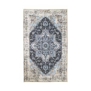 COLABA - Tapis Blanc 160x230cm avec Motifs Bleu