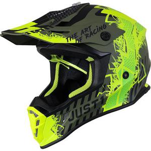 Just1 J38 Mask Casque Motocross, vert-jaune, taille L