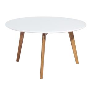 Table Basse Ronde Blanche 3 Pieds Chêne