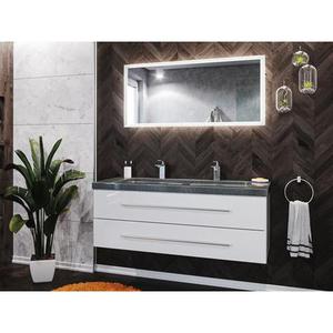 Ensemble de SDB Damo 130 2 pcs incl. granit G654 2 trous robinet blanc brillant