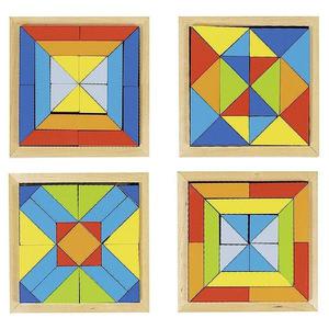 Jouets en bois 4 Puzzles Tangram Attrimaths Monde des formes Goki -