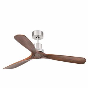 LANTAU L-Ventilateur de plafond 3 pâles Acier/Bois Ø132cm Argenté