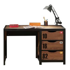 TCHAD - Bureau 3 Tiroirs en Pin Massif avec Motifs