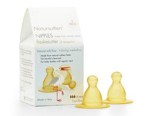 NATURSUTTEN Lot de 2 Tétines Caoutchouc Naturel Débit Rapide (6 m+)