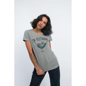 T-shirt Femme - En Télétravail - Gris Chiné - Taille S