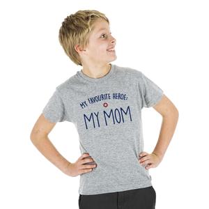 Tshirt Enfant My Favourite Heroe : My Mom - Gris Chiné - Taille 2 ans