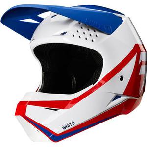 Shift Whit3 Label Race Graphic Casque Motocross pour enfants, blanc-rouge-bleu, taille S pour Des gamins