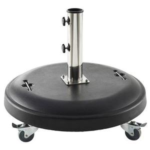 Pied de parasol rond à roulettes Noir 50 kg - Béton, Acier inoxydable Unisexe