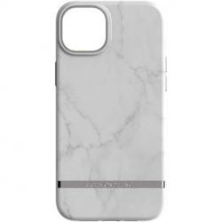 Richmond & Finch - Coque Rigide White Marble Silver Details - Couleur : Blanc - Modèle : iPhone 14 Plus