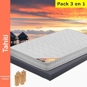 Tahiti - pack matelas + altodeco 140x190 + pieds