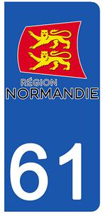 2 stickers pour plaque d'immatriculation Auto, 61 Orne