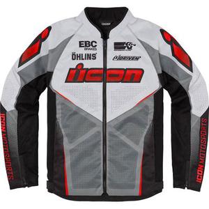 Icon Hooligan Ultrabolt Veste textile moto, noir-gris-rouge, taille XL