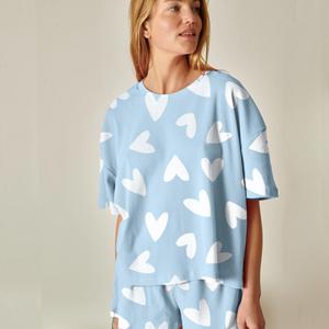Pyjama Gaufré Coton BIO - Mi amor Bleu