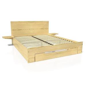 Lit 2 places 160x200 Happy bois avec tiroir et chevets amovibles 160x200 Miel