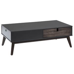 LILY - Table Basse 2 Tiroirs Bois Gris foncé