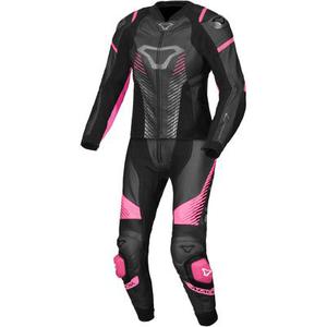 Macna Tronniq Costume de moto perforé pour dames deux pièces, noir-rose, taille 44 pour Femmes