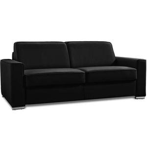 Canapé convertible EXPRESS PREMIUM 120 cm sommier lattes RENATONISI matelas BULTEX cuir vachette noir