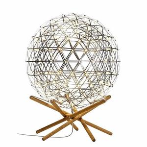 RAIMOND-Lampe à poser LED 252 Lumières Bois/Inox Ø89cm Argenté