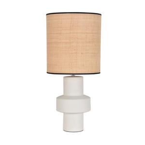 VENUS-Lampe à poser Céramique/Raphia H65cm Blanc