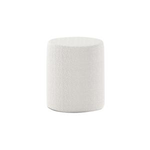 CONNIE - Pouf Rond 41cm Tissu Bouclé Blanc