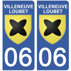 2 stickers pour plaque d'immatriculation Auto, 06 VILLENEUVE LOUBET
