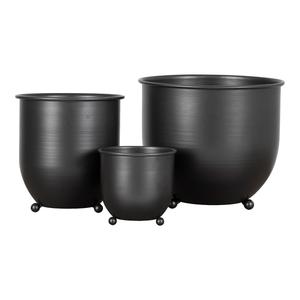 NIRX - Lot de 3 Cache-pots en Métal Noir