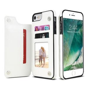 Coque iPhone portefeuille à rabat en cuir non-animal - Blanc / iPhone 5/5S/SE