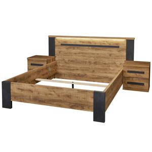 CANDAS - Ensemble Lit 140x200cm + Chevets Effet Bois
