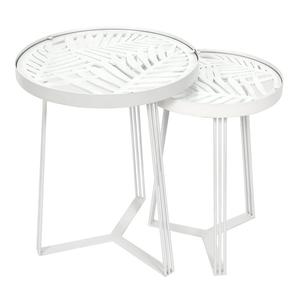 SOVA - Tables Gigognes Blanches Motif Feuilles