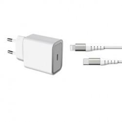 Force Power - Chargeur 1 Port USB-C - 20W + Câble Lightning 1.2M - Couleur : Blanc